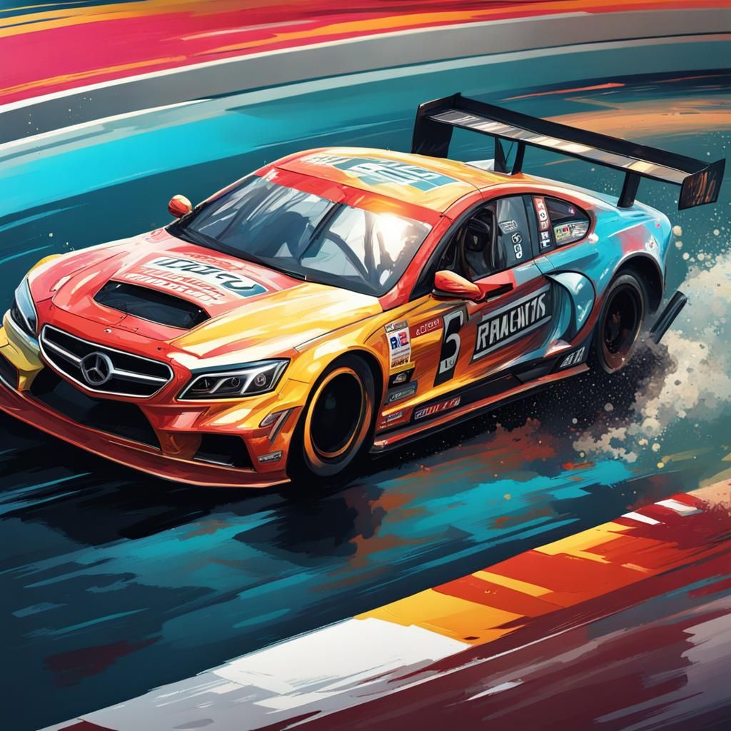 Hyperrealistic Racetrack Splash Art Concept