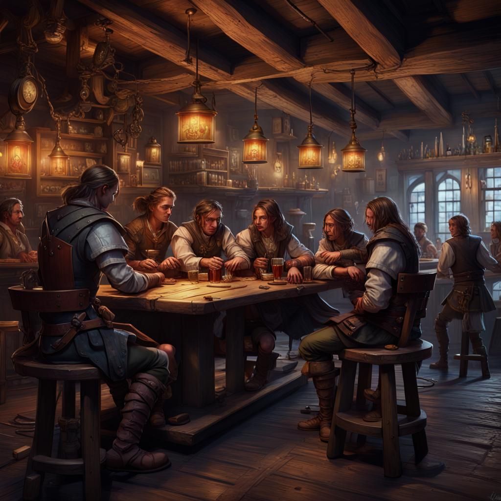 Lively Fantasy Tavern Interior in Detailed Digital Art