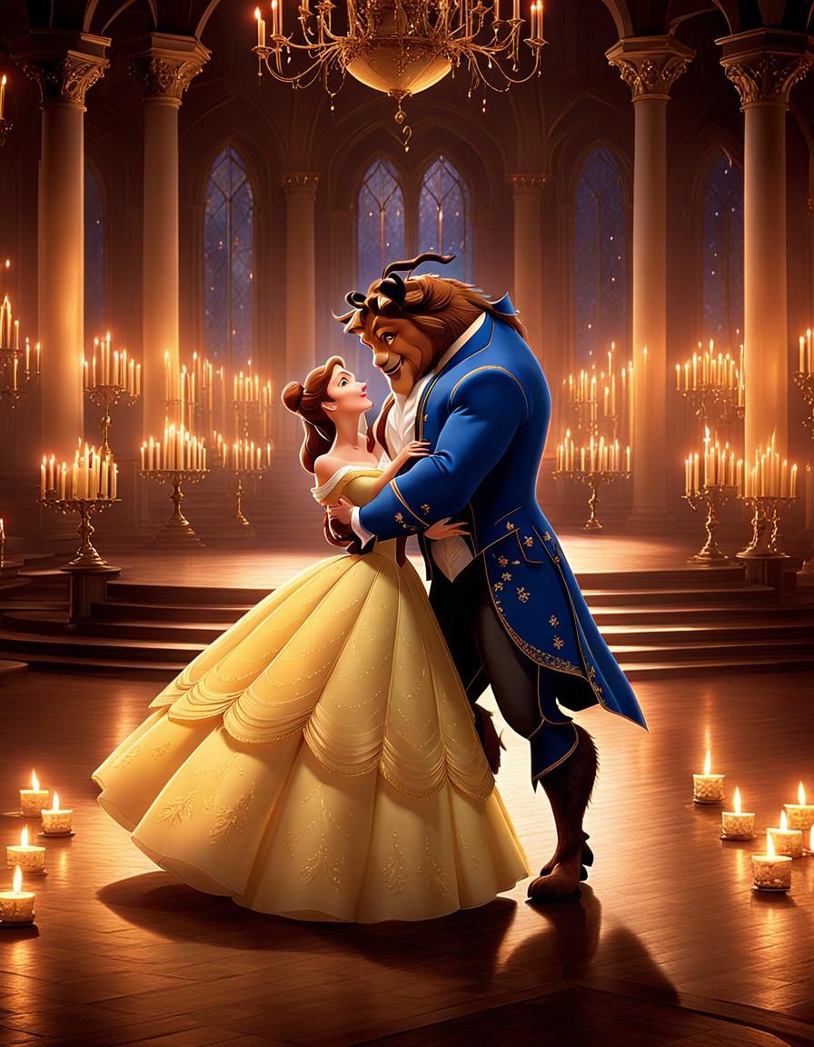 Beauty and the Beast Dancing by Candlelight