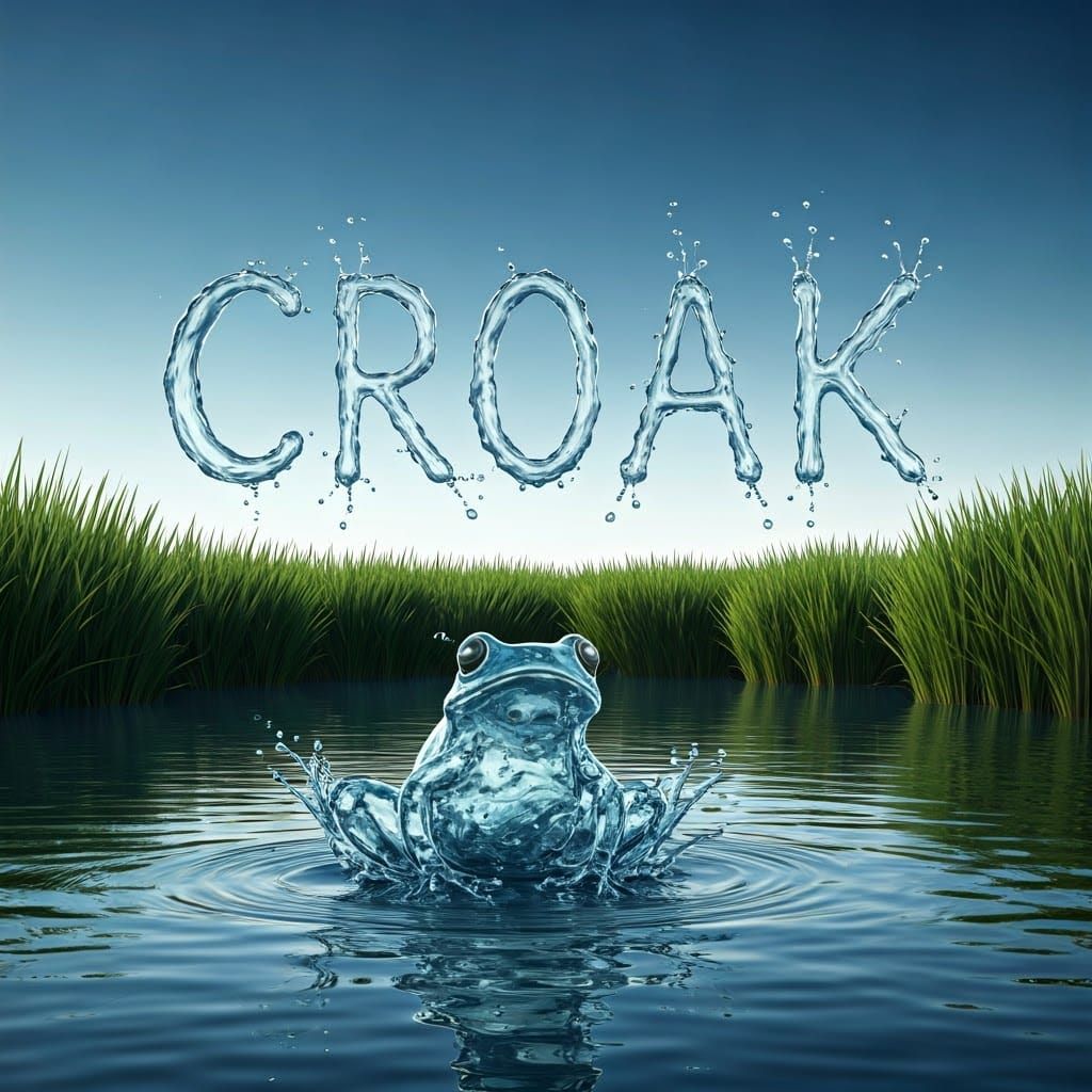 Hyperealistic Frog Made of Water Splashes