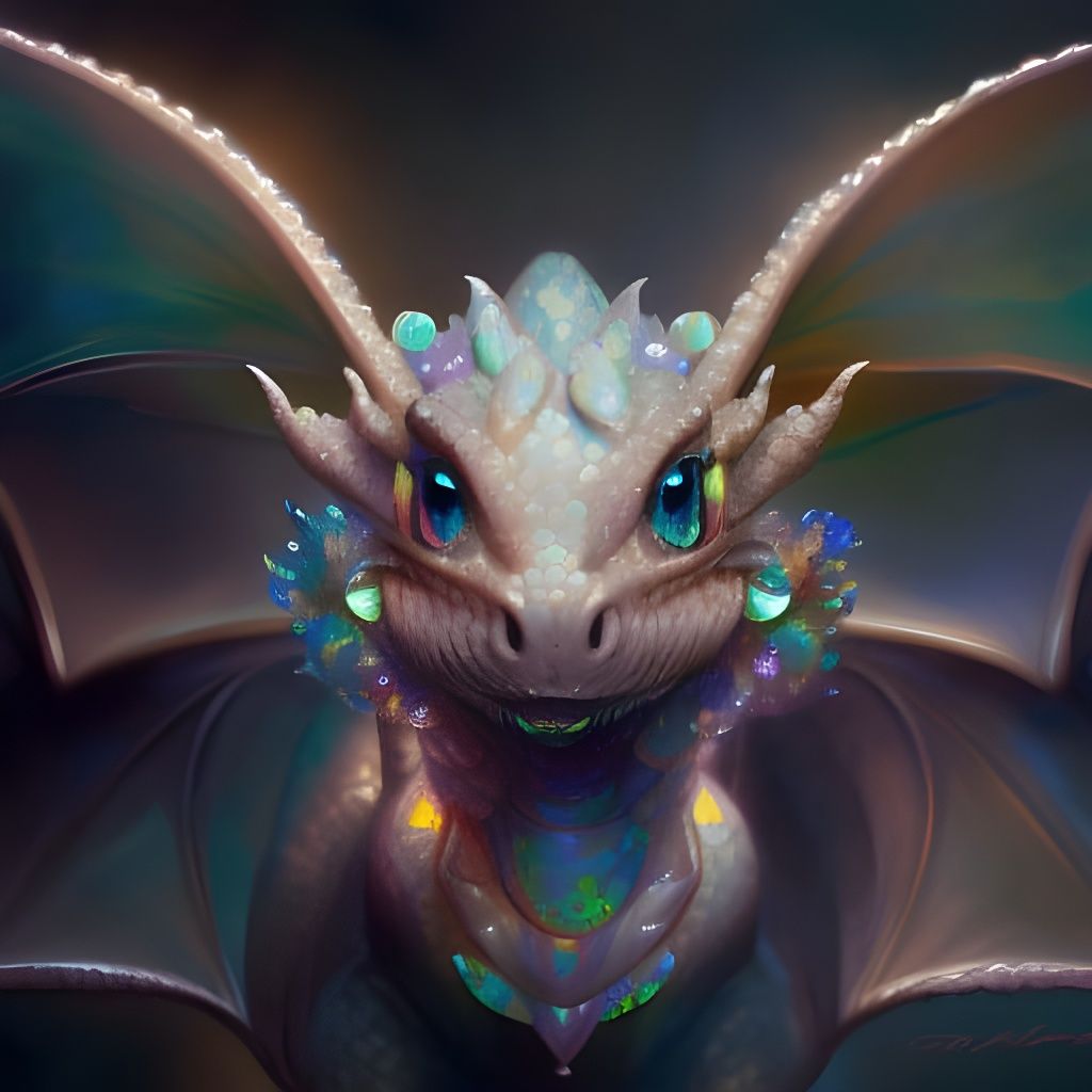 Opal Dragon Portrait in Hyperdetailed Style