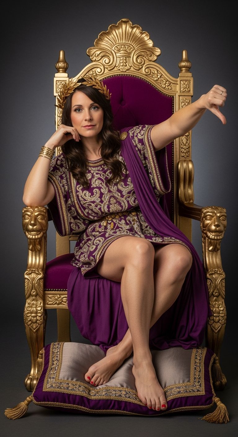 Roman Empress on Gold Throne in Photorealistic Style