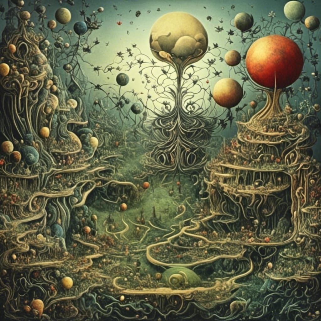 Surreal Planet Garden with Exotic Flowers