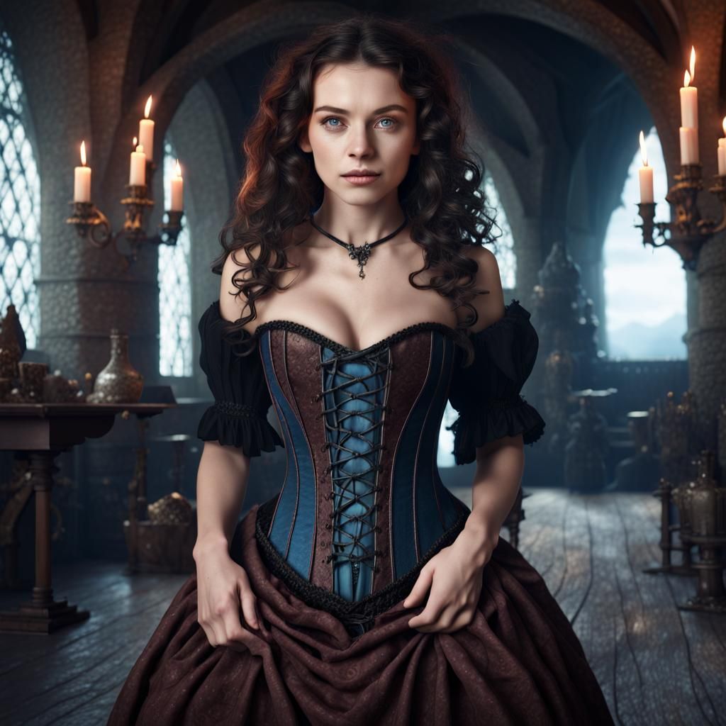 Medieval Witch in Castle Lair, Fantasy Art