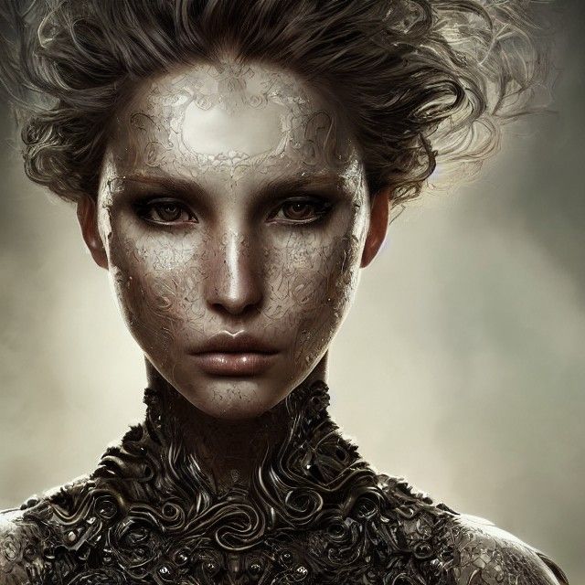 Detailed Portrait of Woman in Ethereal Armor