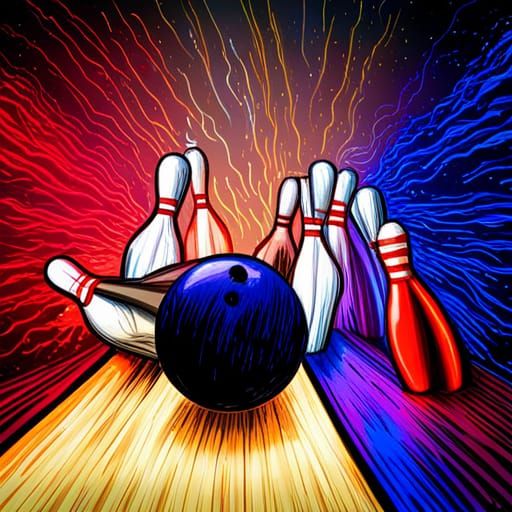 Neon Bowling Alley Strike: Futuristic Comix Art
