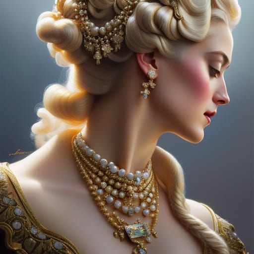 Madame de Pompadour Portrait in Art Nouveau Style