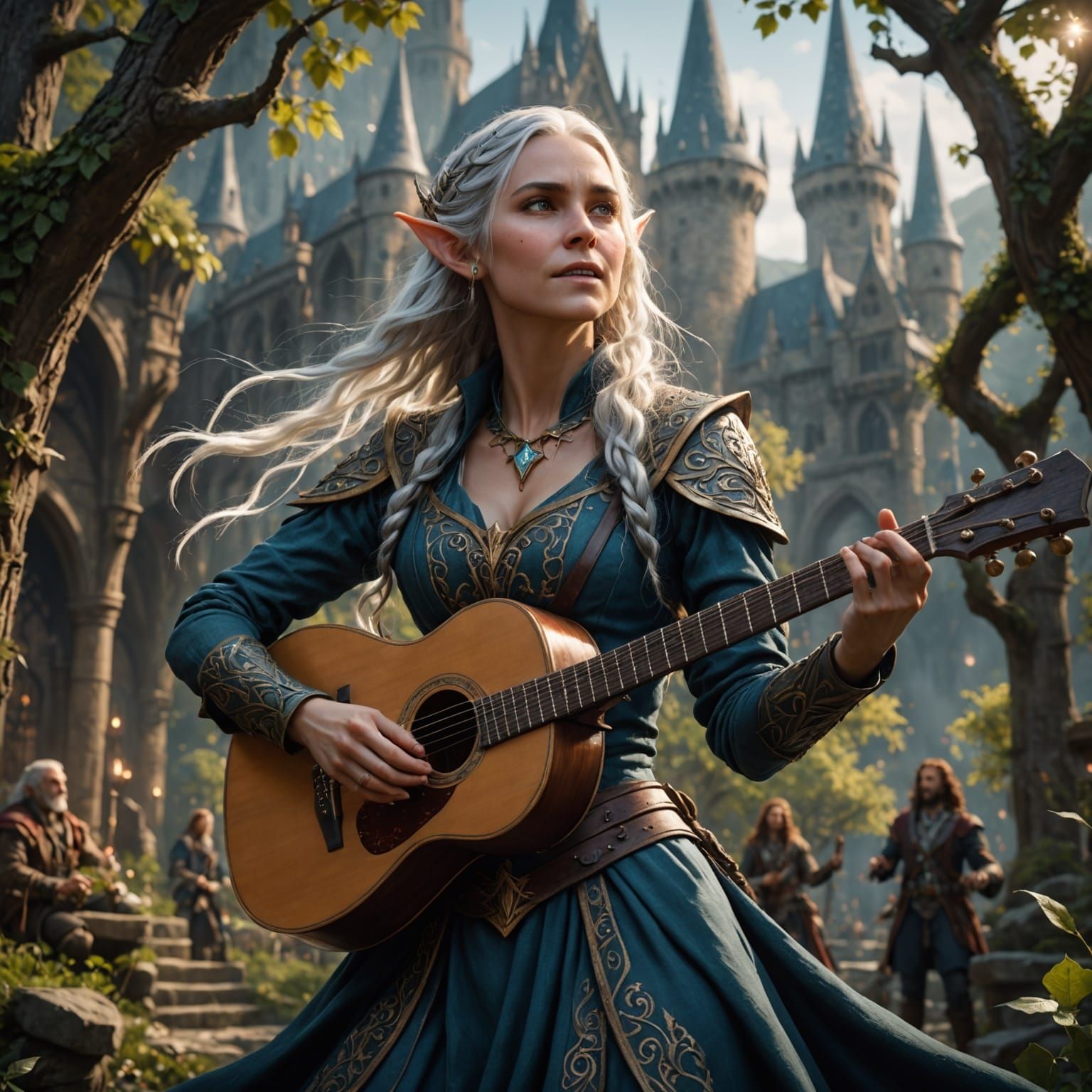 Ethereal Elf Bard in Vibrant Fantasy World