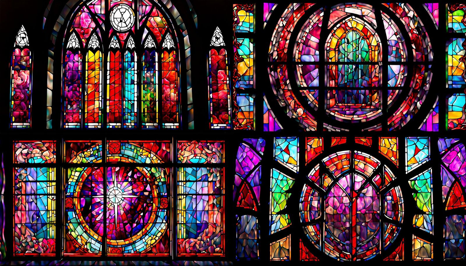 Colorful Stained Glass Window in Desolate Void