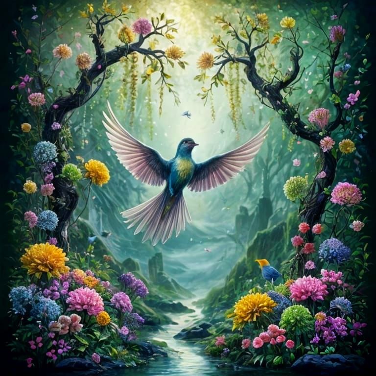 Whimsical Fantasy Landscapes with Enchanted Floral Crystals...