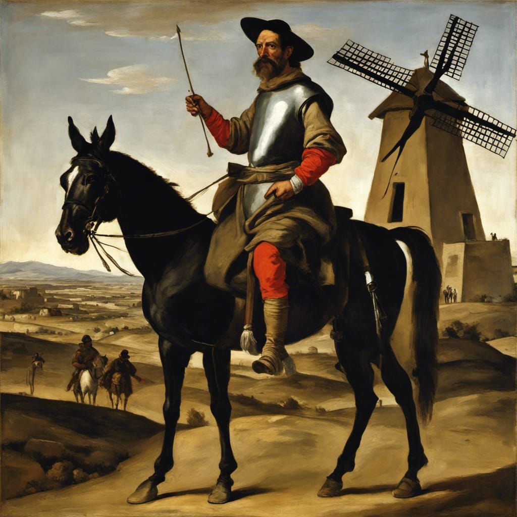 Don Quixote and Sancho Panza by Windmills