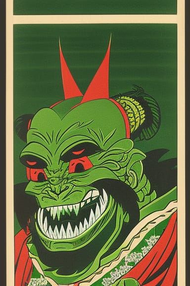 Goblin Jester Portrait: Edo Shin-Hanga Style