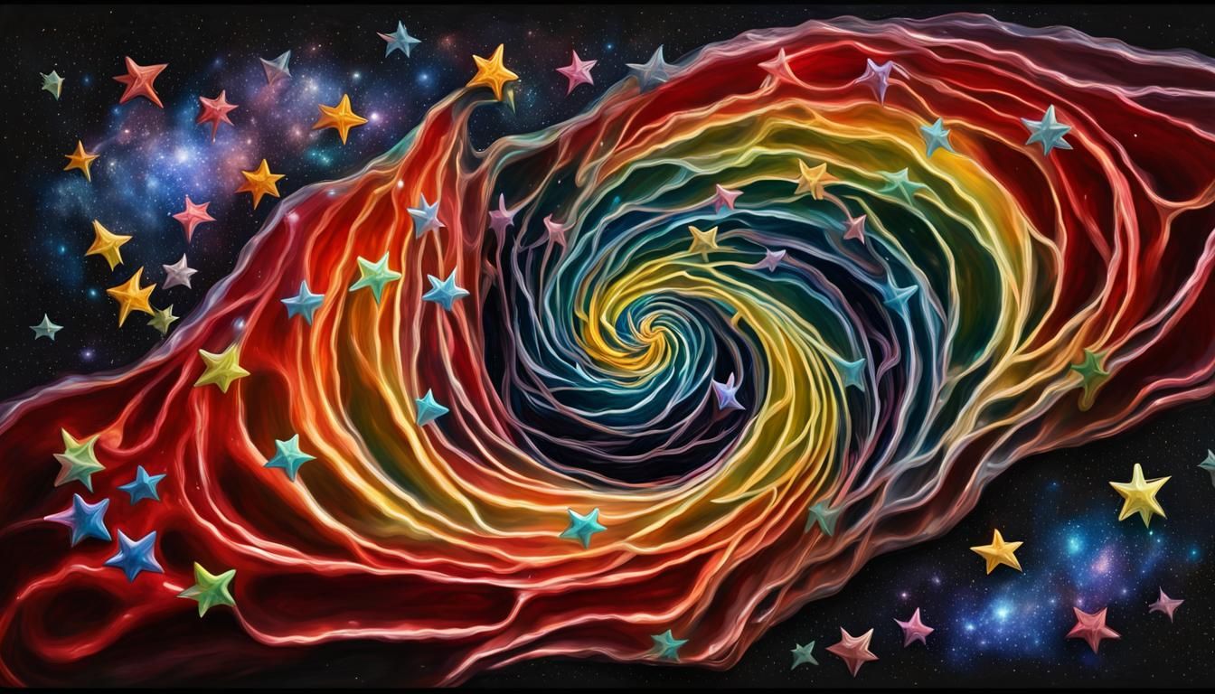 Electromagnetic Starscape in Impasto Oil Paint Style