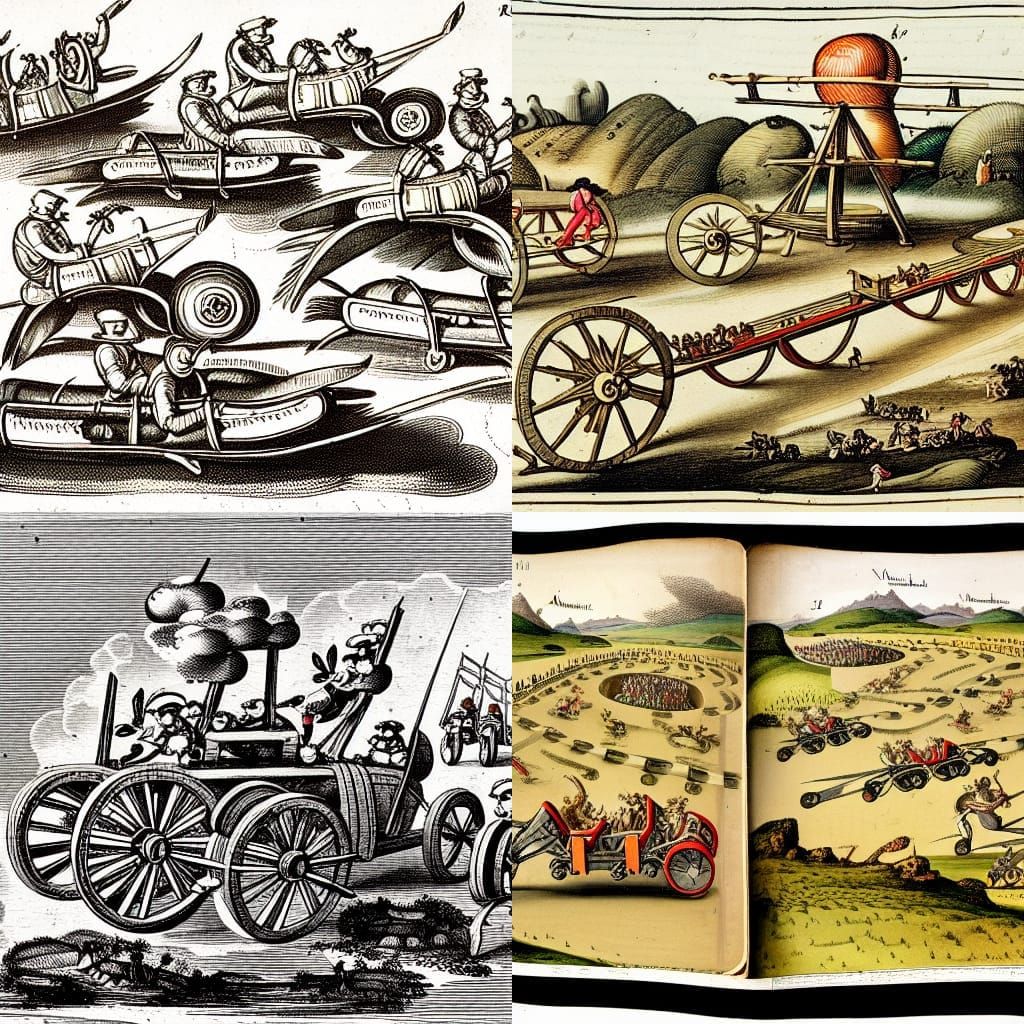 Wacky Races as 17th Century Technical Illustration