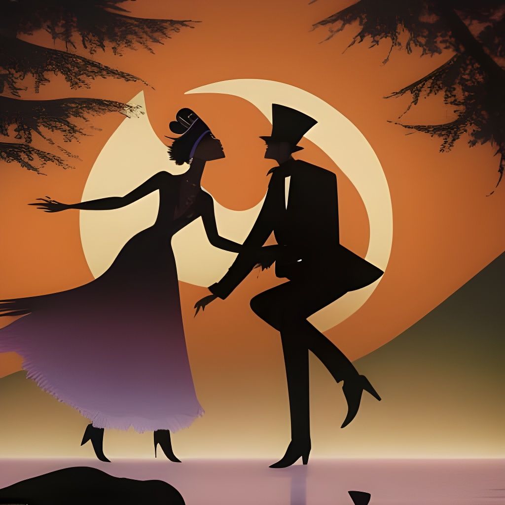 Passionate Tango in Moonlit Forest, Silhouette Animation