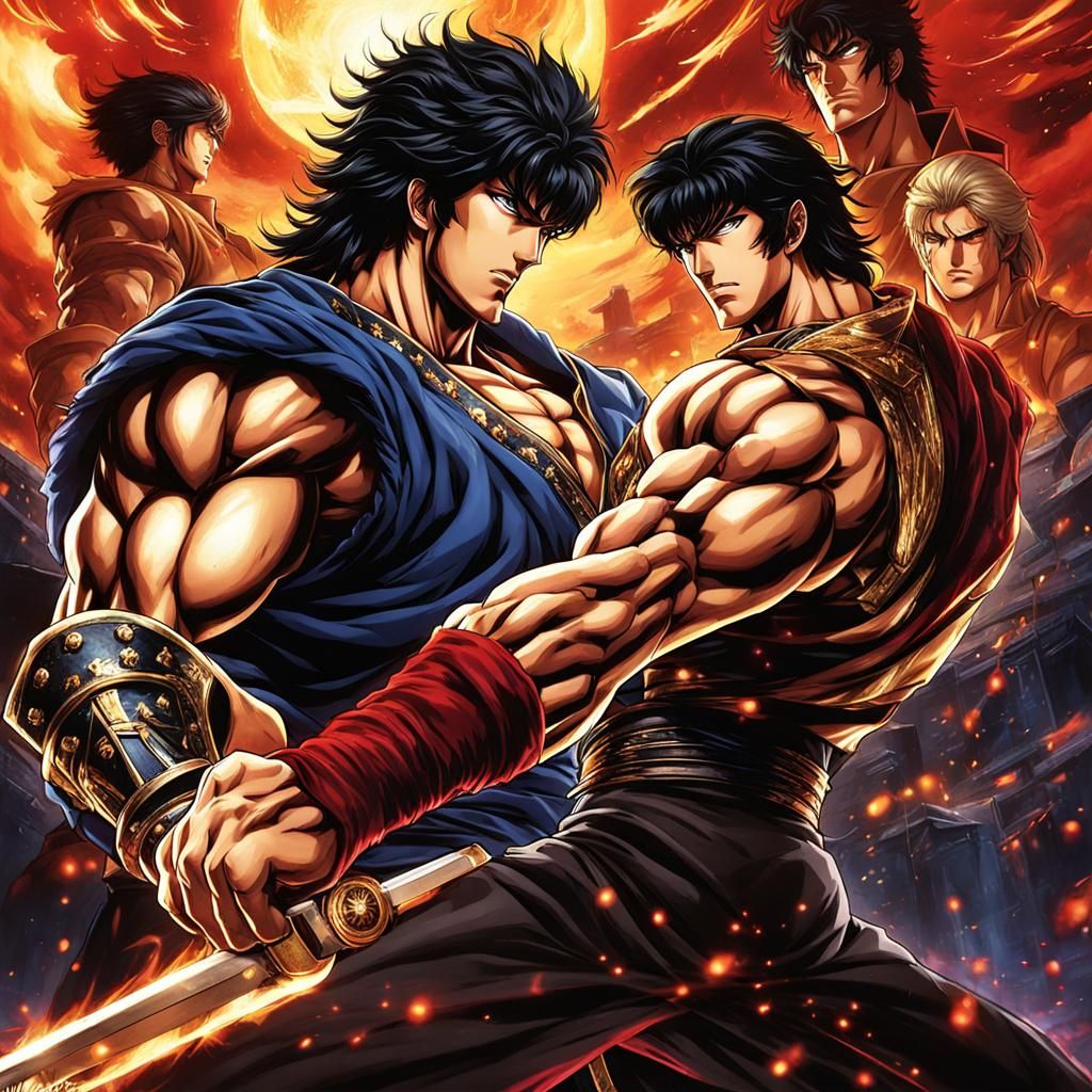 Anime Fight: South Star vs North Star in Anime Style