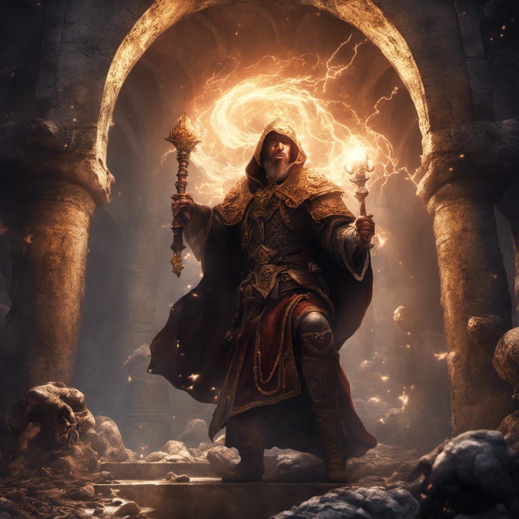 Cleric Channels Divine Power in Crypt: Fantasy Art