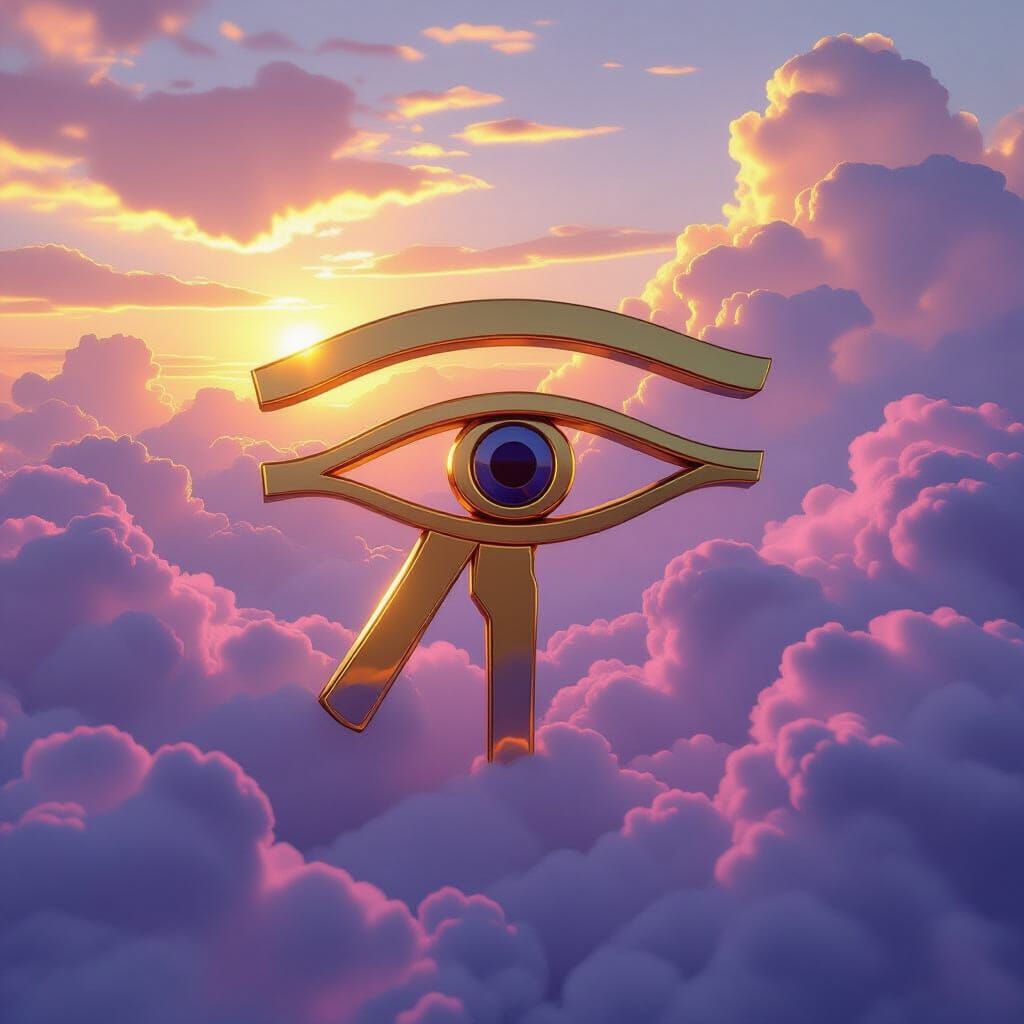 Abstract Gold Eye of Horus Symbolizing Enlightenment