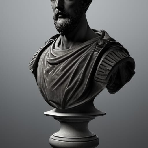 Marcus Aurelius Bust in Dark Fantasy Style