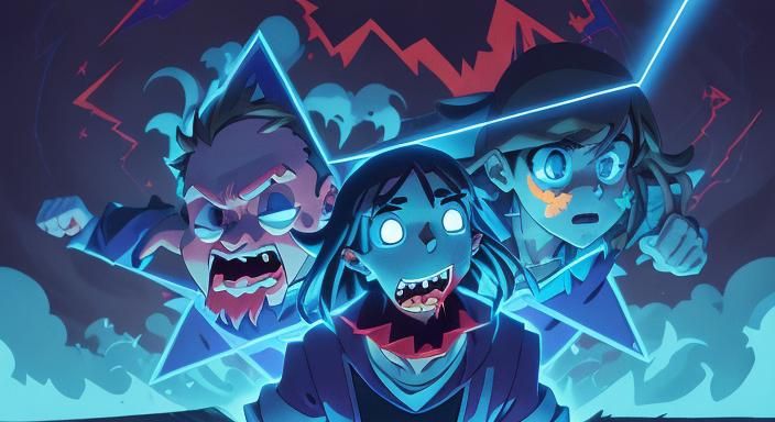 Mabel and Dipper Face Bill Cipher in Anime Style