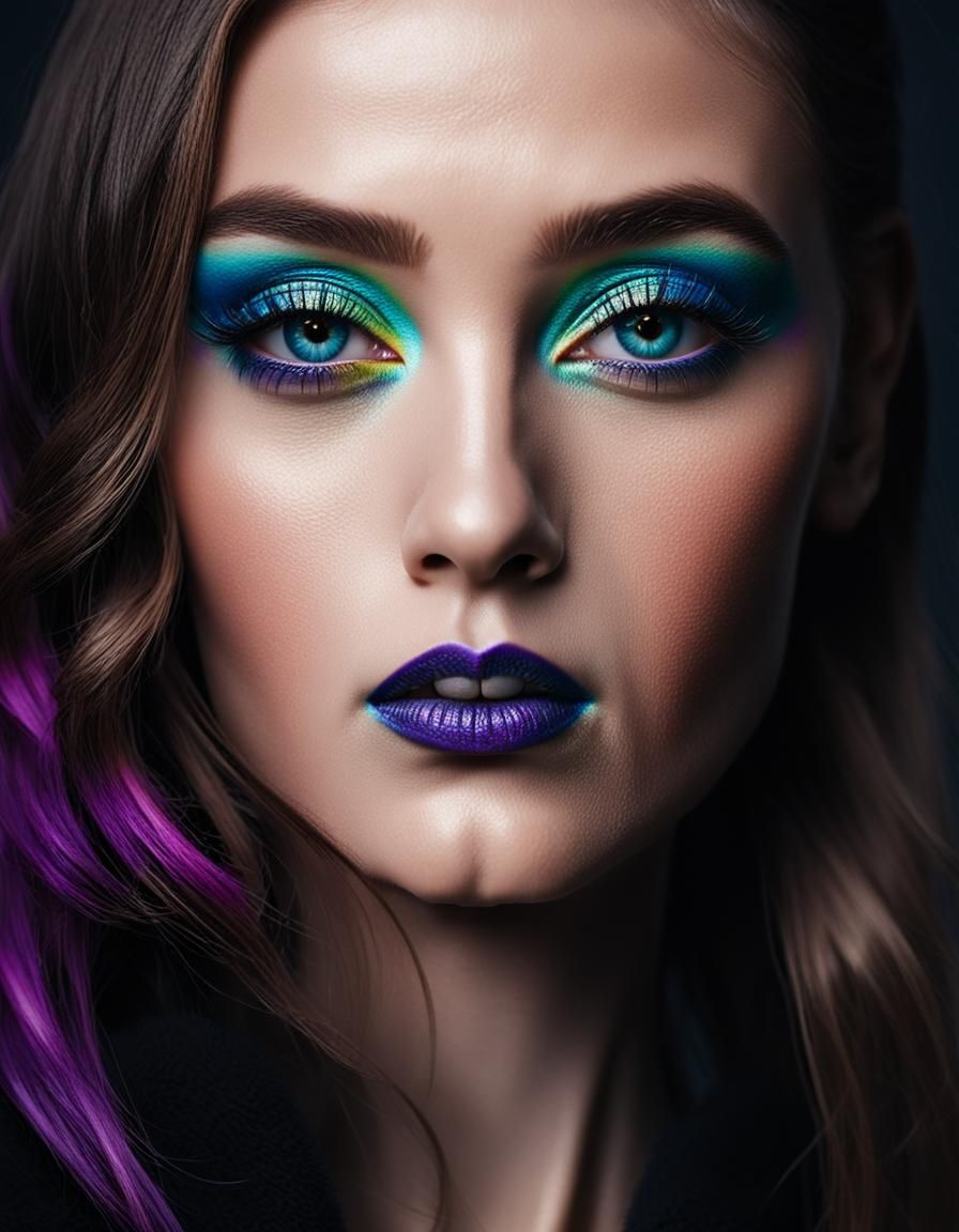 Model with Bold Eye Makeup: Photorealistic Portrait