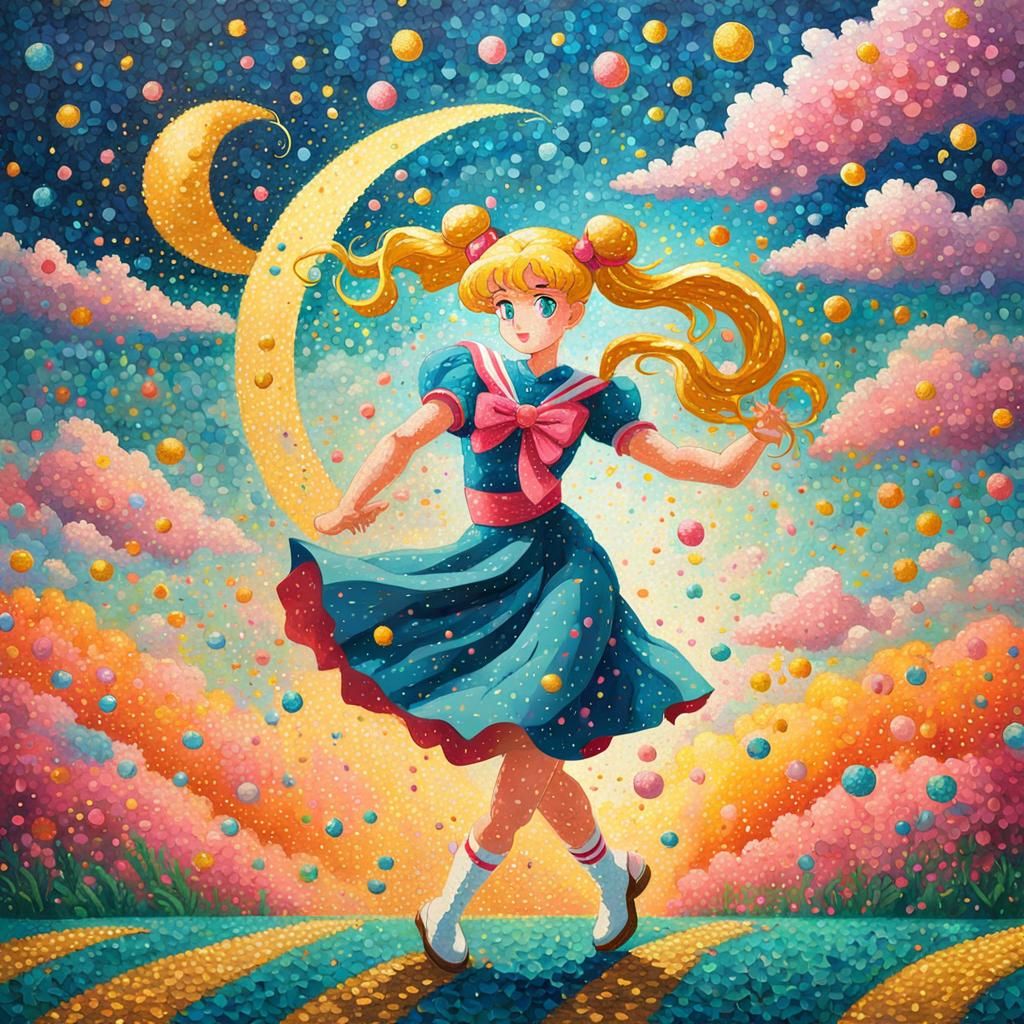 Sailor Moon in Pointillist Impressionism