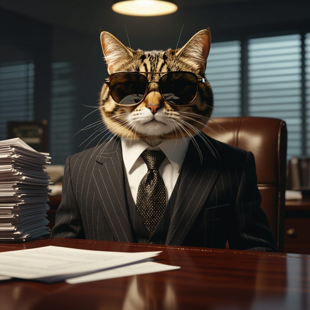 Cool Cat Boss in Sunglasses, Film Noir Style