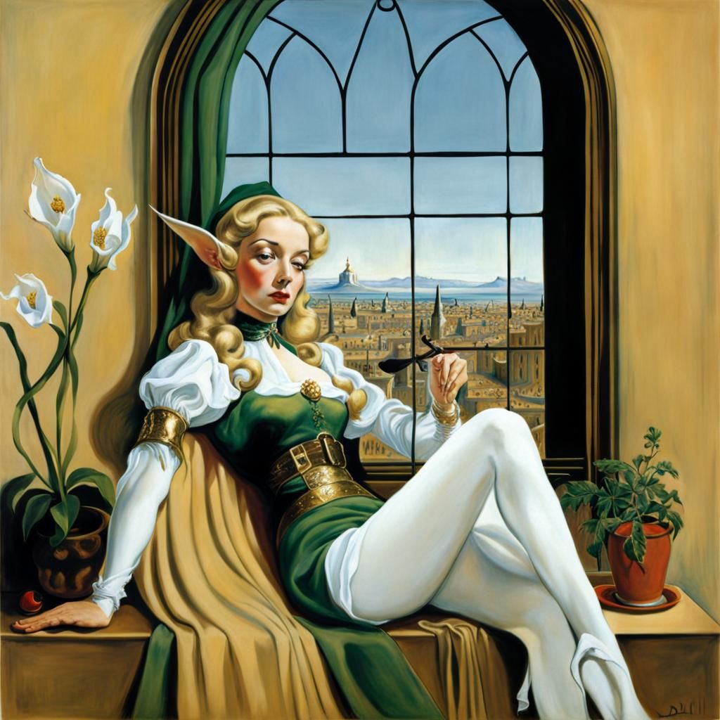 Surreal Elf Lady by a Window