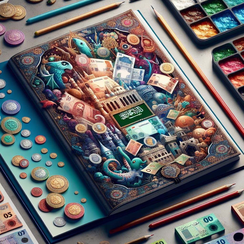 Saudi Money Booklet Cover Page in Matte Painting Style
