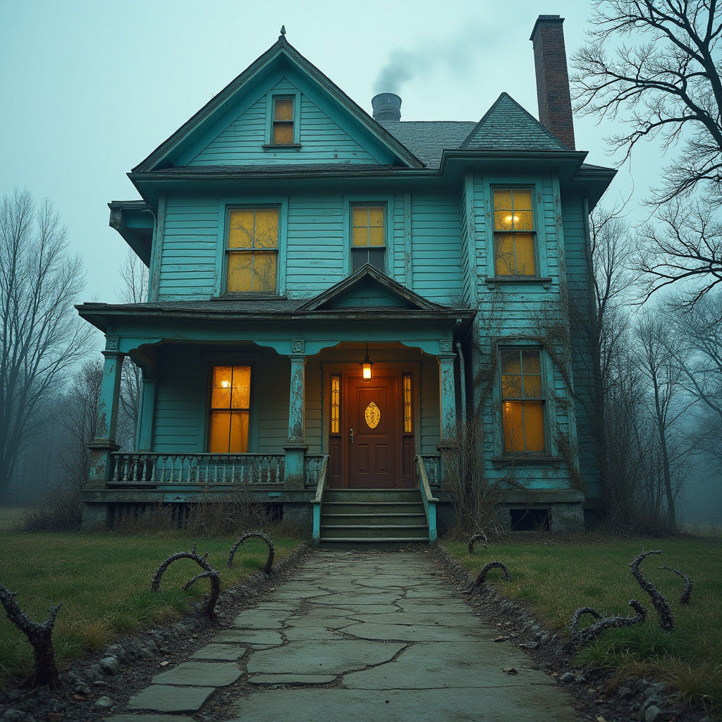 Eerie Victorian House with Poisonous Vines