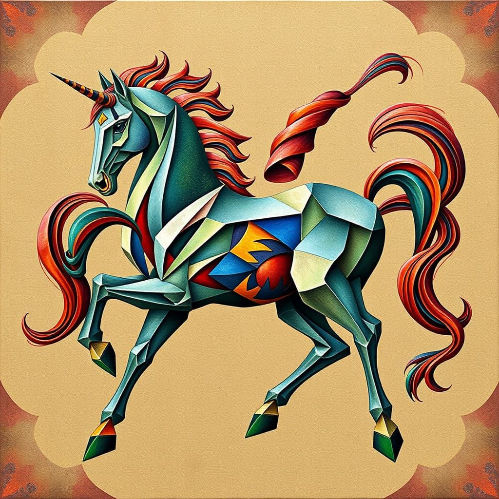 Fractal Cubism Centaur in Geometric Harmony