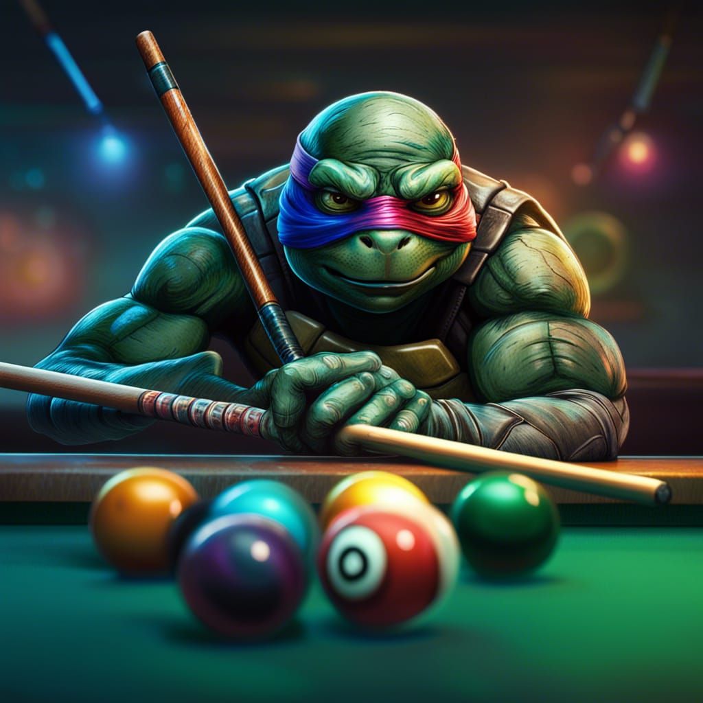 Cyber Leonardo Ninja Turtle Plays 8-Ball