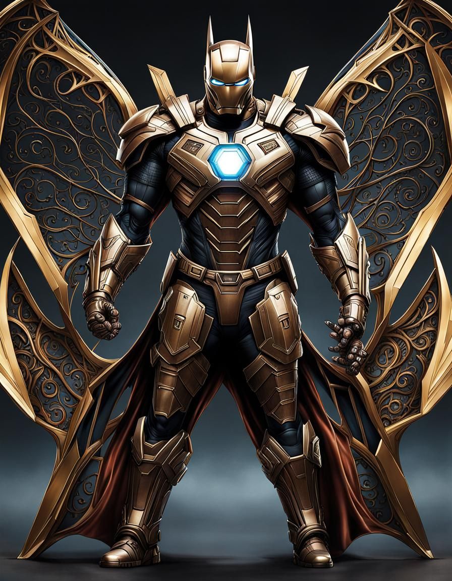 Hybrid Superhero: Iron Man and Batman Fusion