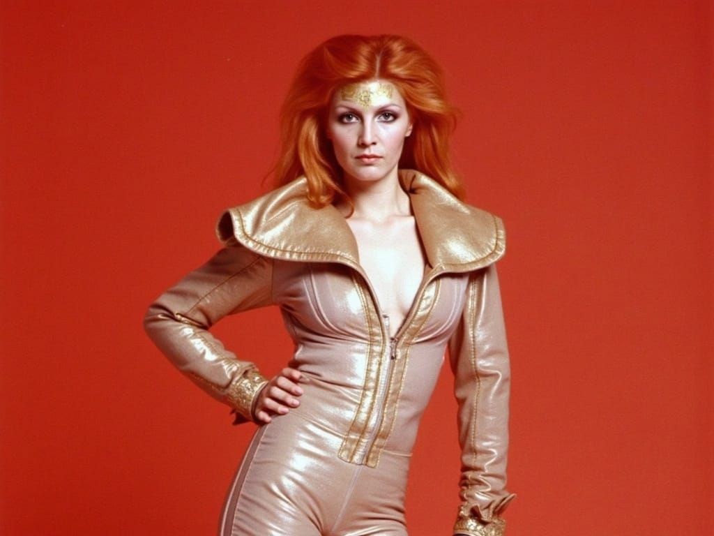 Surreal Patty Pravo Portrait with Golden Circle