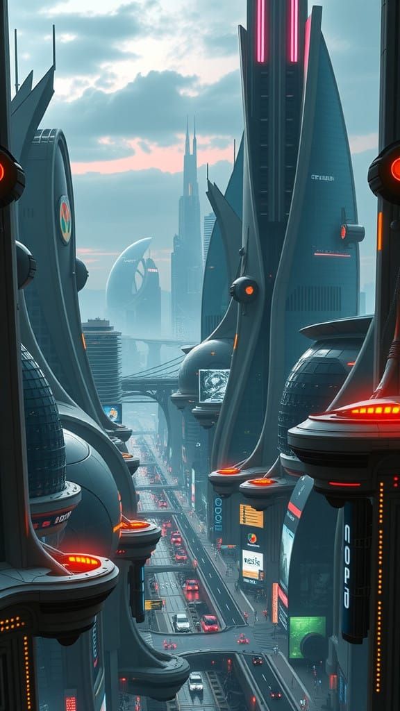 Sleek Cyberpunk Metropolis at Night