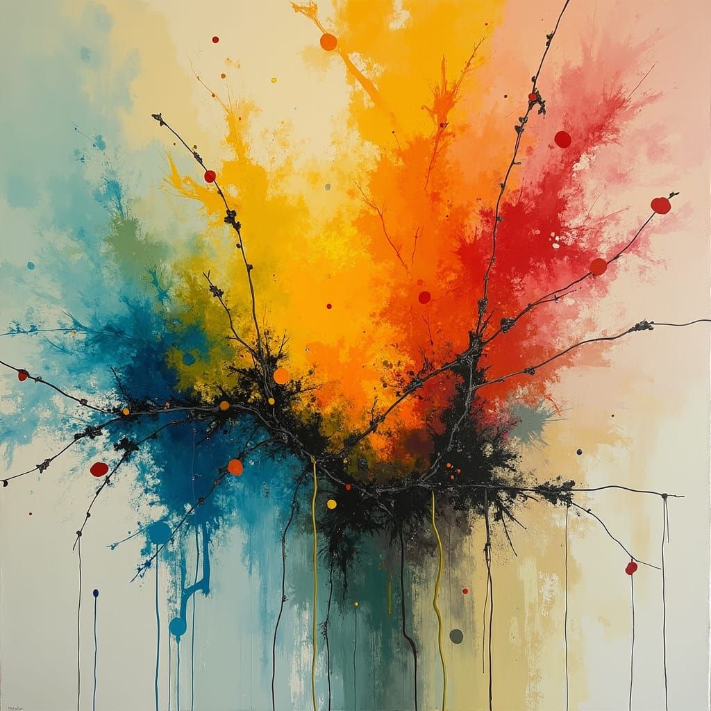 Abstract Gouache Painting: Tequila Buzz