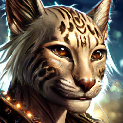 Tabaxi Leopard Folk Portrait in Fantasy RPG Style