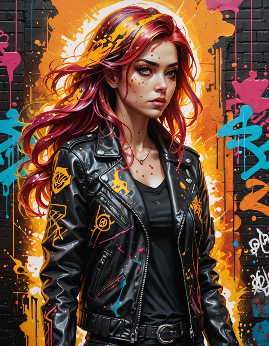 Sunset Shimmer in Cyberpunk Graffiti Art