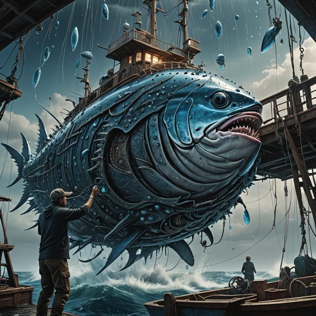 Hatching a Bioluminescent Tuna: Biomechanical Fantasy Art