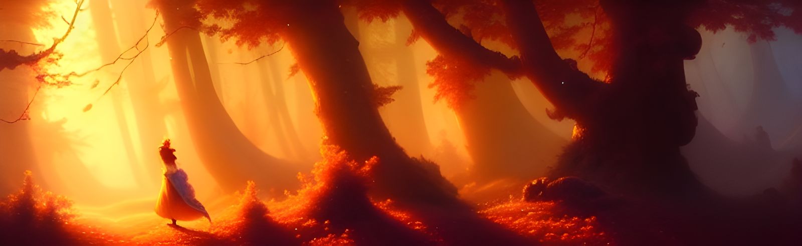 Autumn Storybook Illustration in Art Nouveau Rococo Style