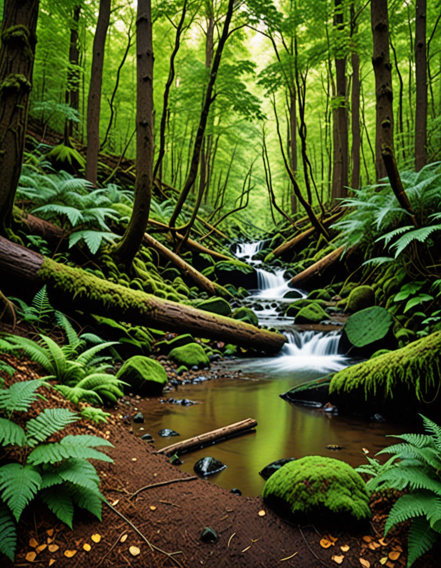 Brown Forest Landscape in Earthy Tones