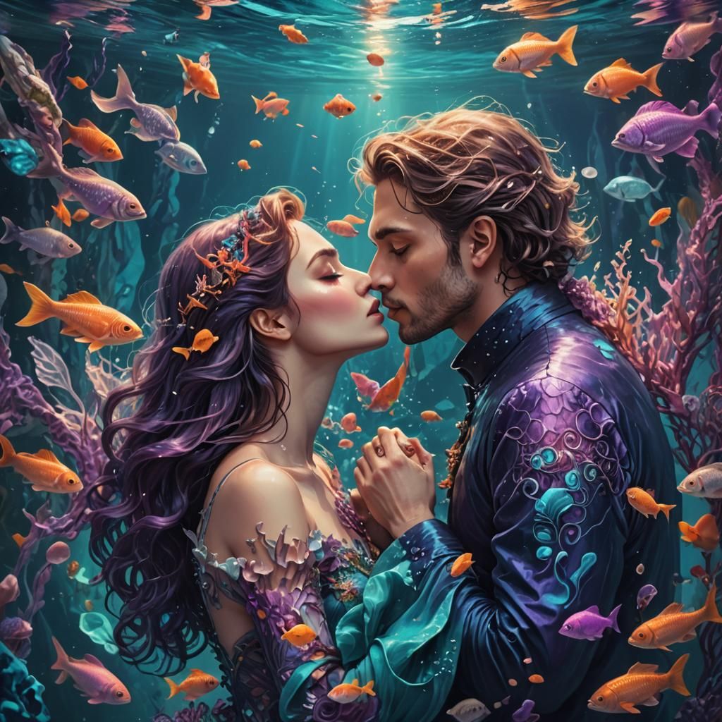 Underwater Kiss: A Romantic Fantasy Concept