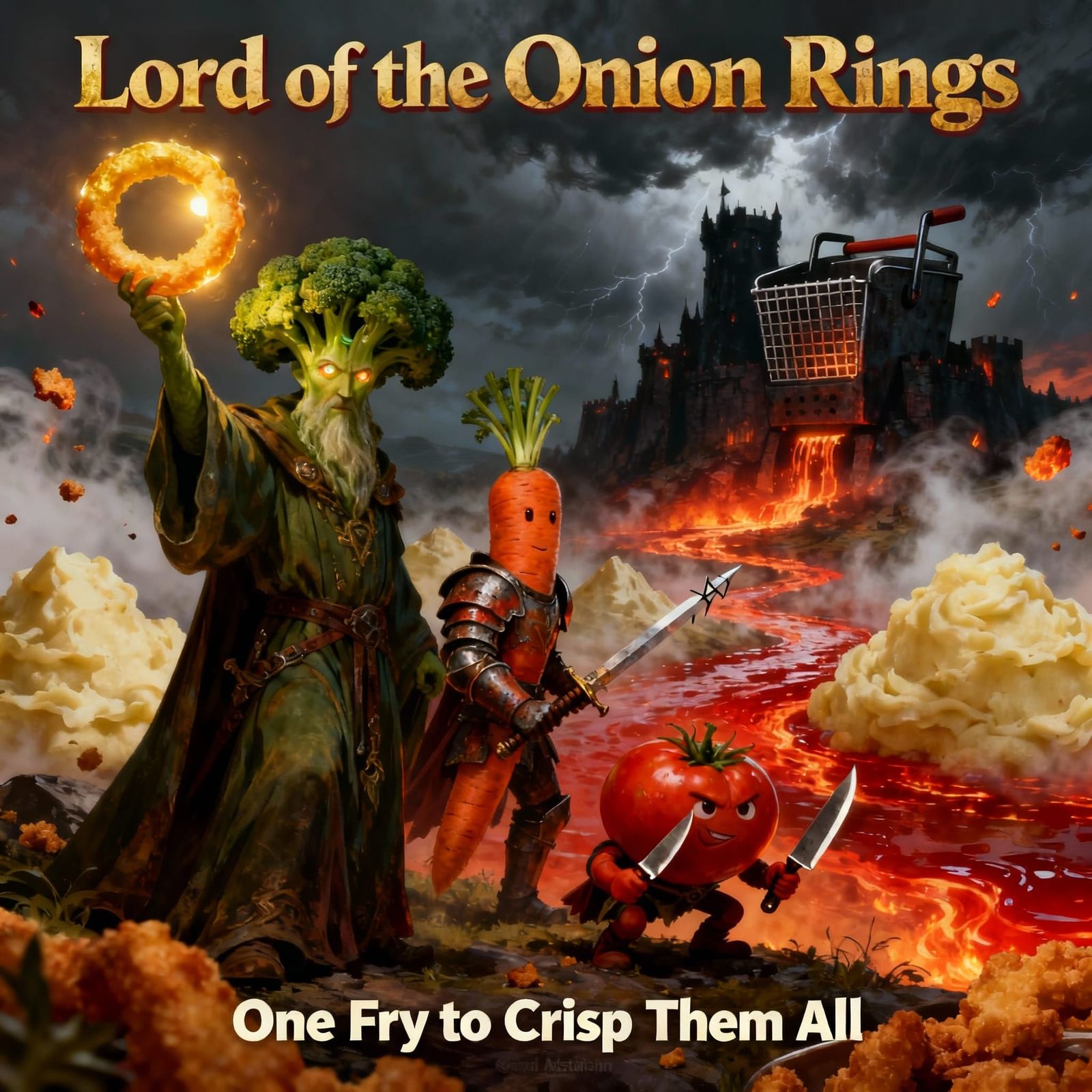 Lord of the Onion Rings: Epic Fantasy Movie Poster Art