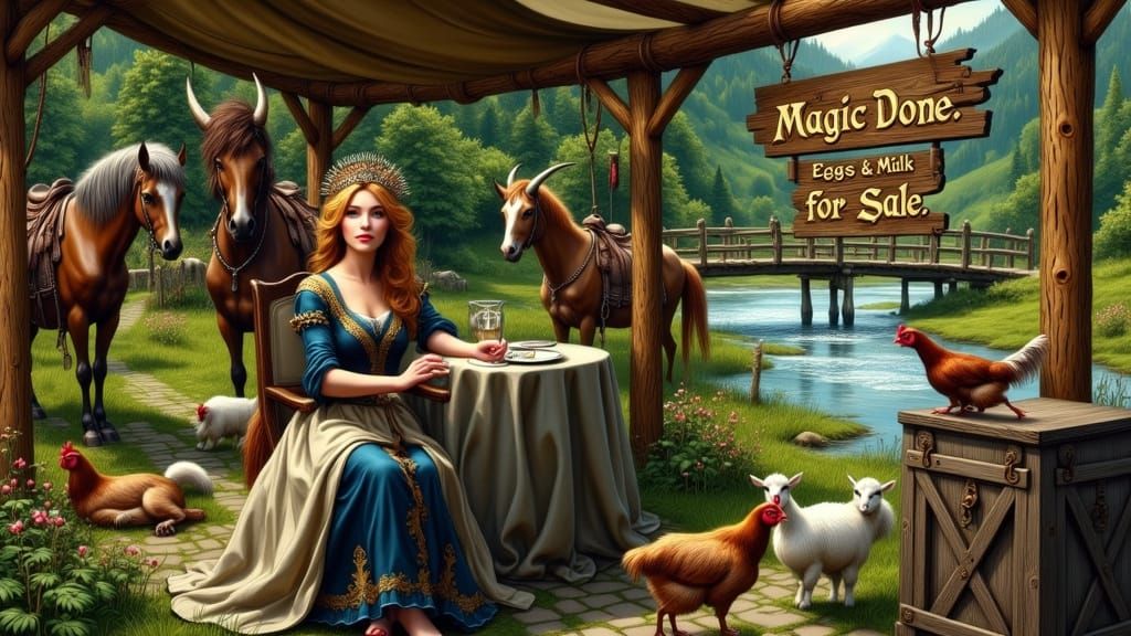 A medieval pavilion beside a bridge in a green country side ...