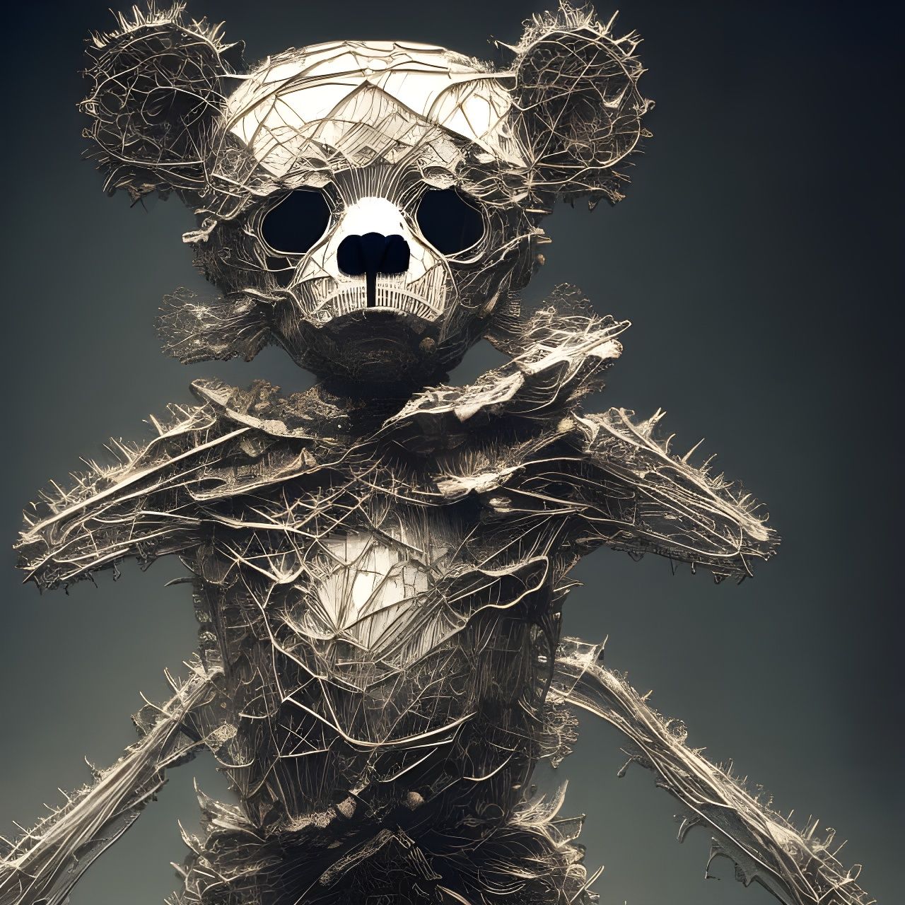 Hyperrealistic Skeletal Teddy Bear Concept Art
