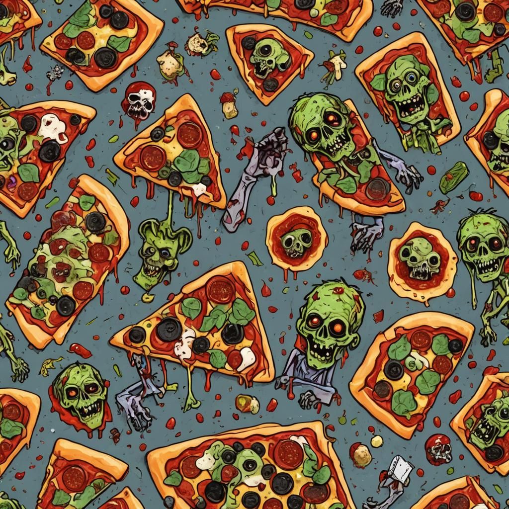 Zombie Pizza in Pop Art Style