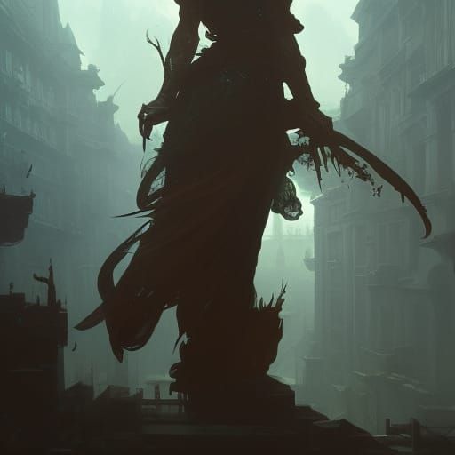 Dark Fantasy Art Nouveau Masterpiece in 8k