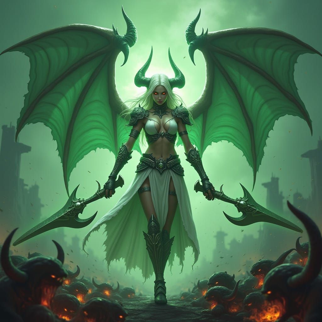Ethereal Demon Hunter in Dark Fantasy Aesthetic