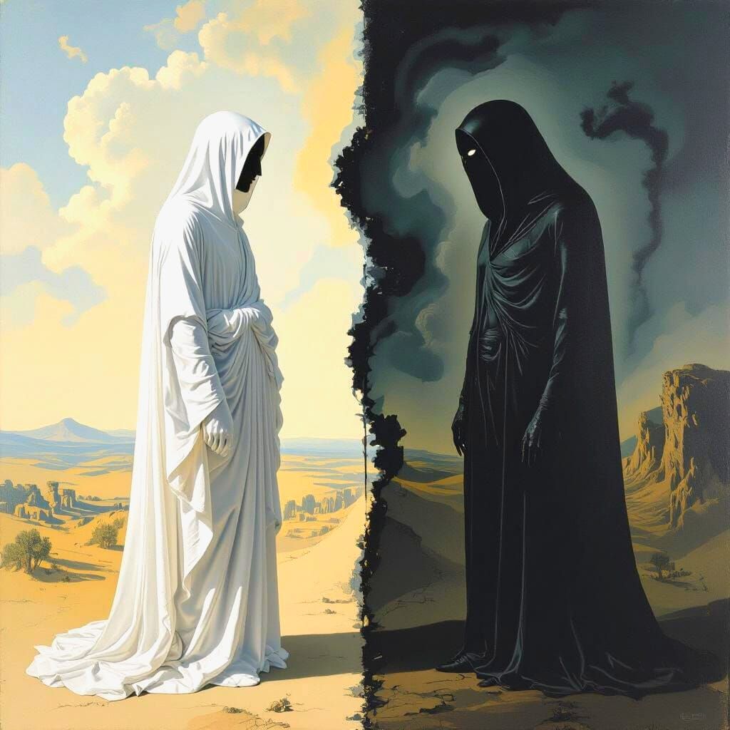 Good vs Evil in Surrealist Style