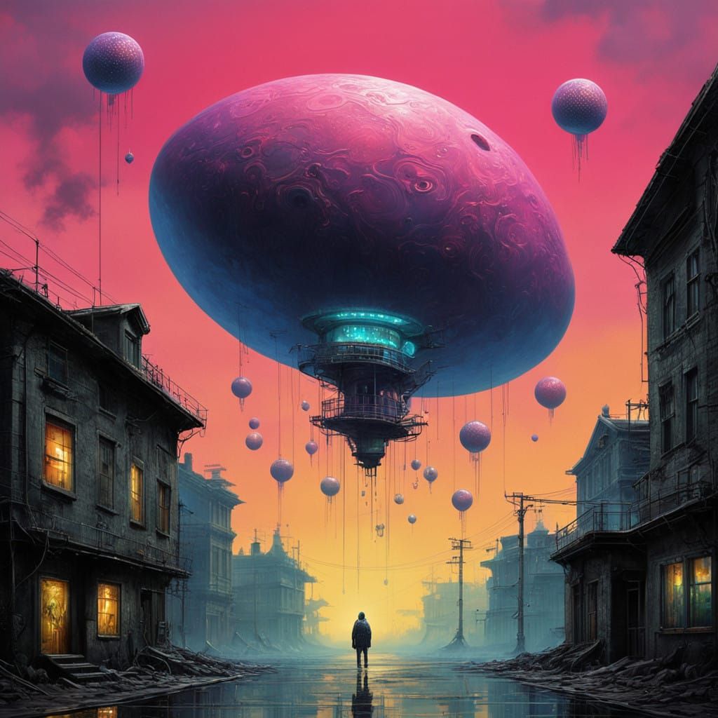 Alien Duo Toasts from Spacecraft in Vibrant Graffiti Style